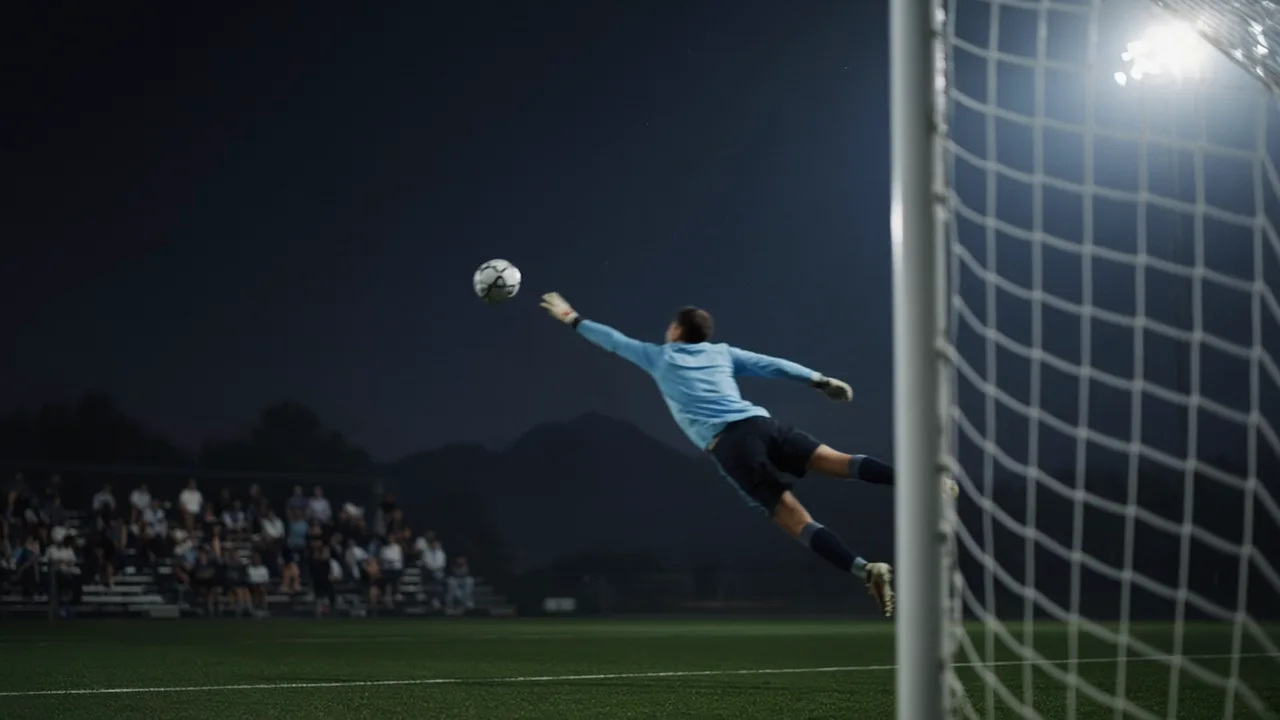 High school soccer under stadium lights
